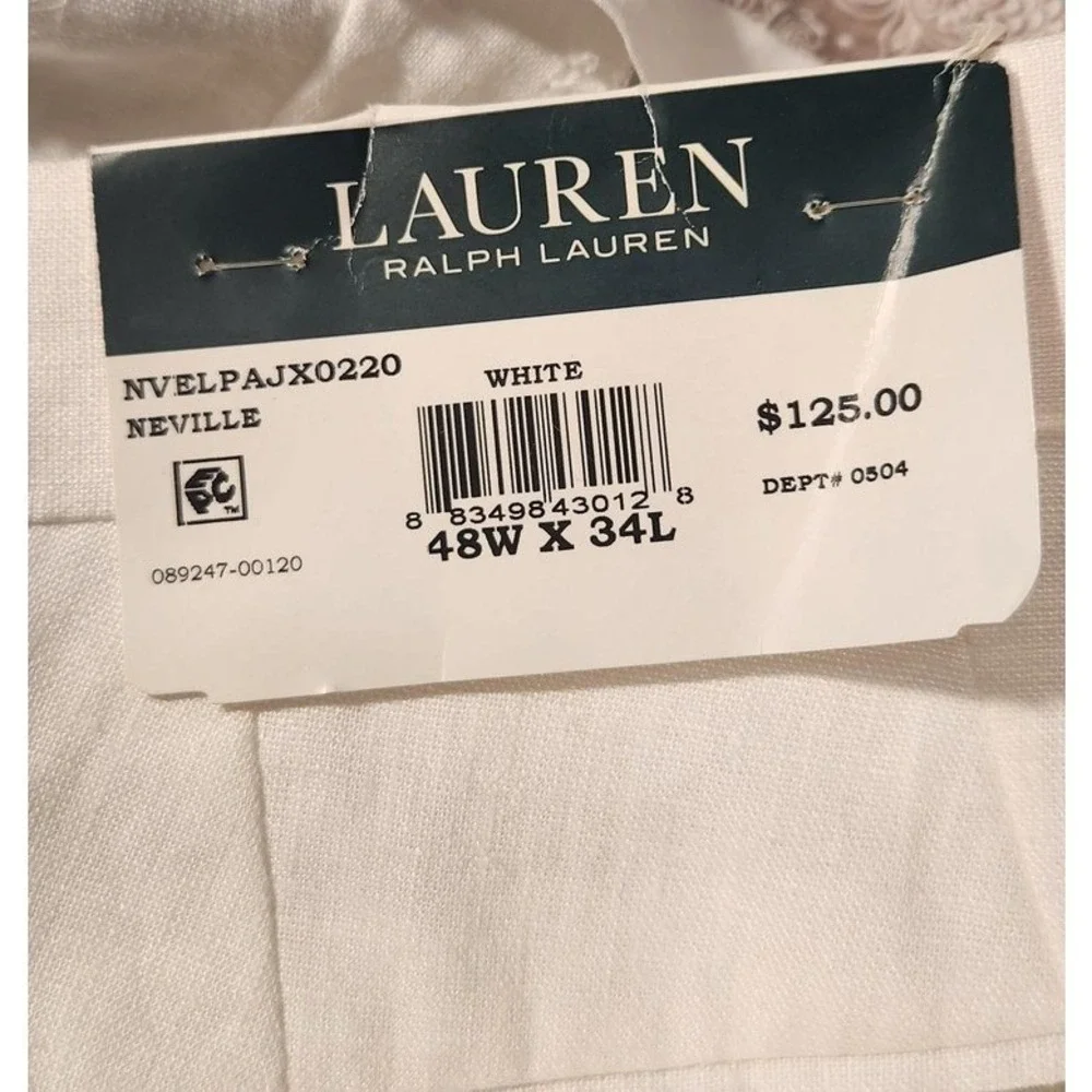 Vintage Ralph Lauren Pants Mens 48x34 White‎ Neville Linen Flat Front Big Tall
